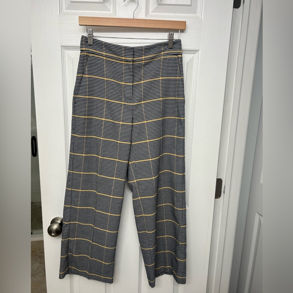 Ann Taylor Factory Plaid Trousers in Navy and Yellow